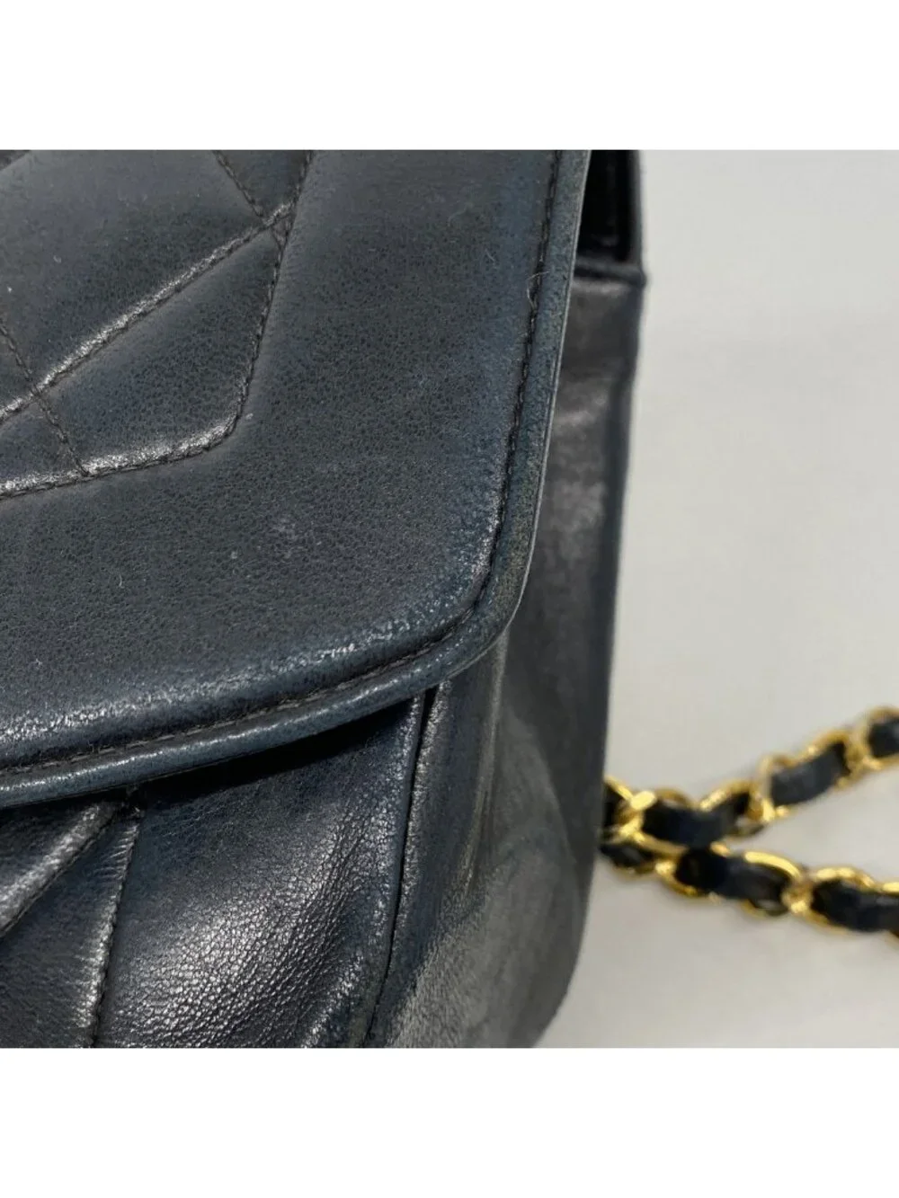 Chanel Shoulder Bag Diana Lambskin Black Gold